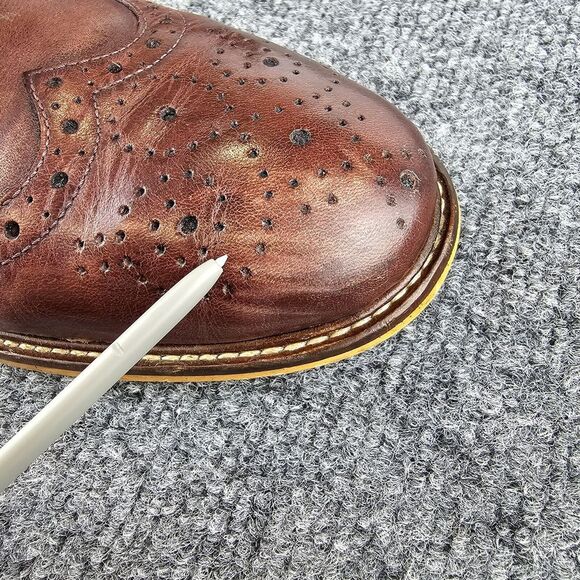 Joseph Abboud Mens Brown Leather Wingtip Derby Dress Shoe Sz 10‎  pre-owned - Picture 9 of 14